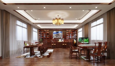 中式经理办公室3D模型下载